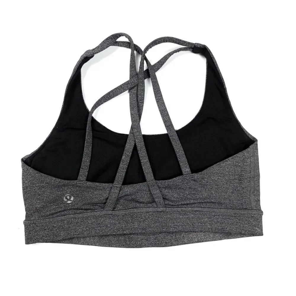 LULULEMON Energy Strappy Racerback Sports Bra Top in Heathered Black Gray Small